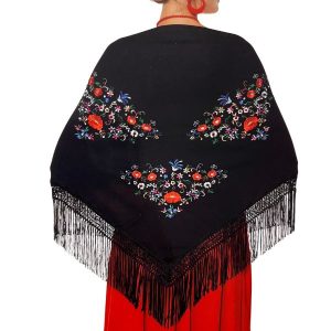 black seville shawl with flowers