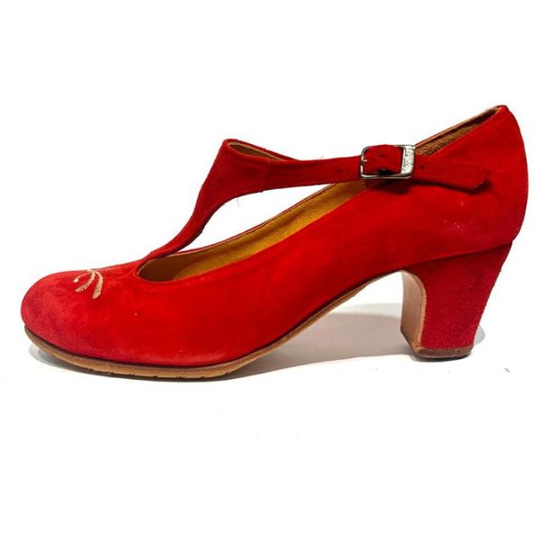 zapato flamenco debla ante rojo