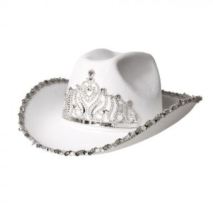 white cowboy hat with brillo