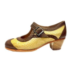 Zapato de flamenco Sierpes prof 1 piel tierra+ piel palisander B