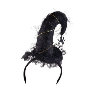 Diadema con mini sombrero de bruja