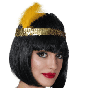 Diadema de Charleston oro con plumas