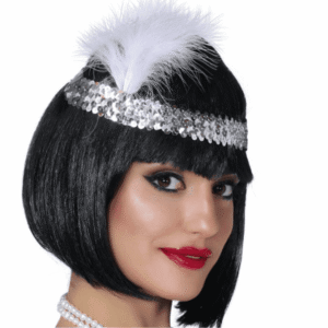 Diadema de Charleston plata con plumas
