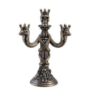 Candelabro calavera bronce con serpientes