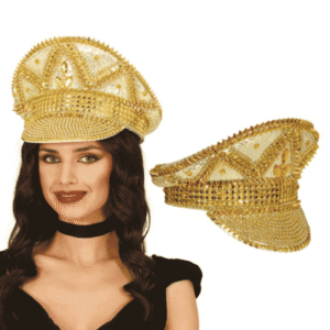 Gorra policía oro con pedrería