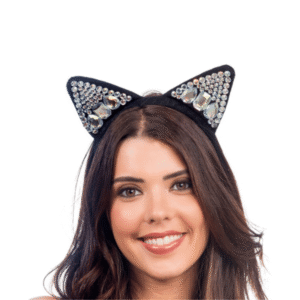 Diadema con orejas de gato y diamantes