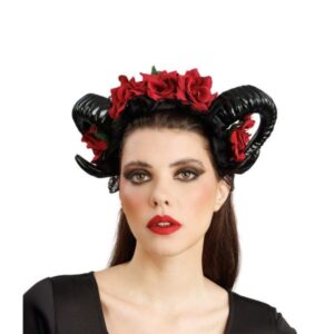 Diadema rosas y cuernos